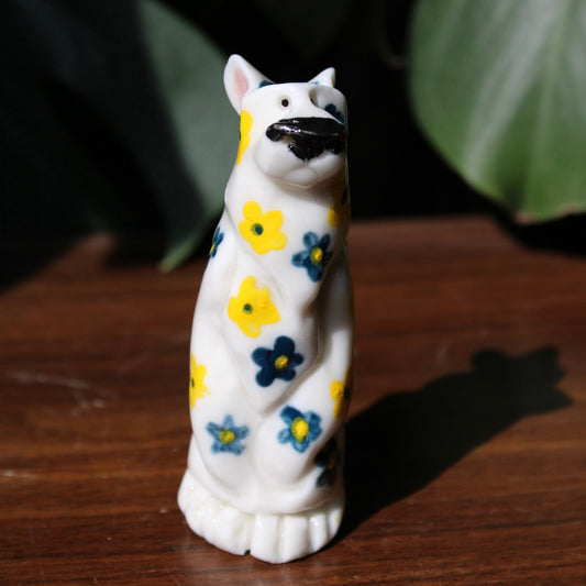 Floral Porcelain Bear (Blue & Yellow)