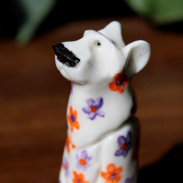 Floral Porcelain Bear (Orange and Purple)