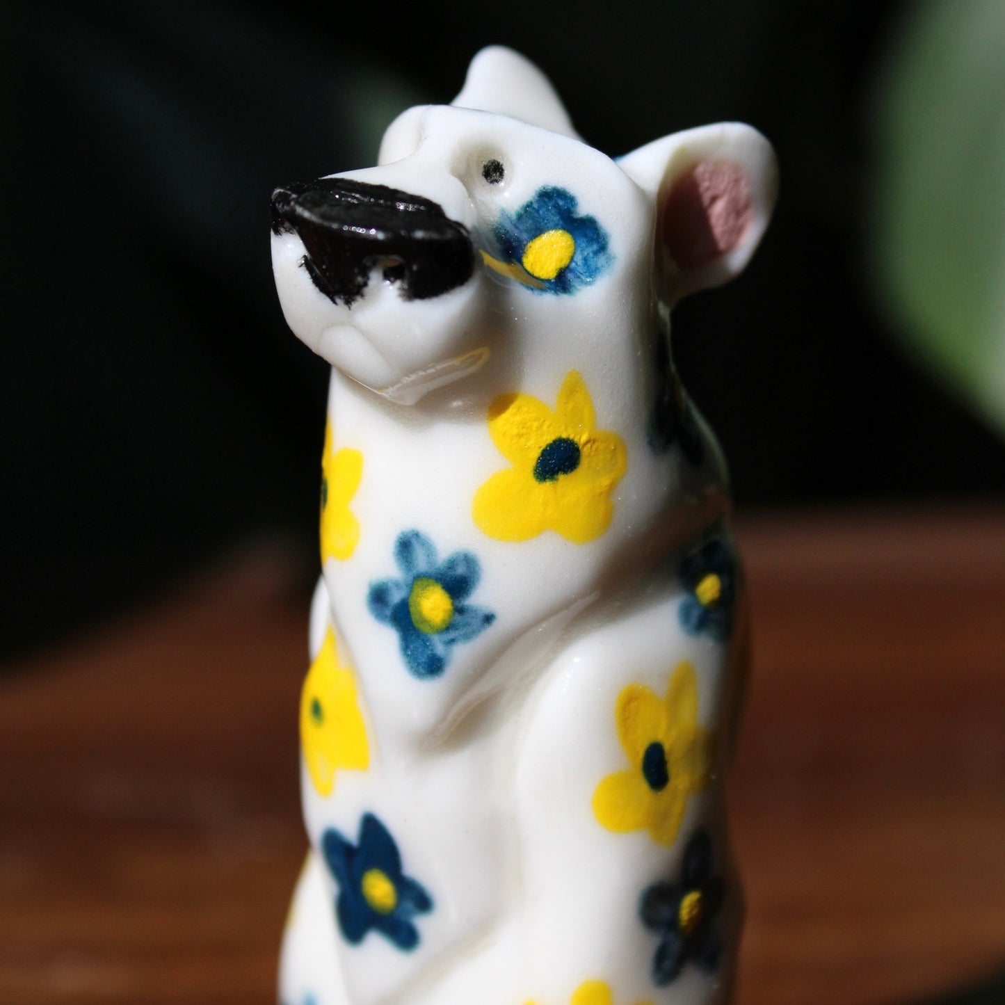 Floral Porcelain Bear (Blue & Yellow)