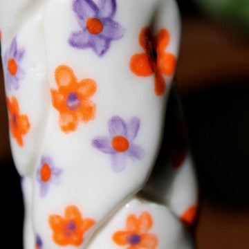 Floral Porcelain Bear (Orange and Purple)