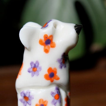 Floral Porcelain Bear (Orange and Purple)