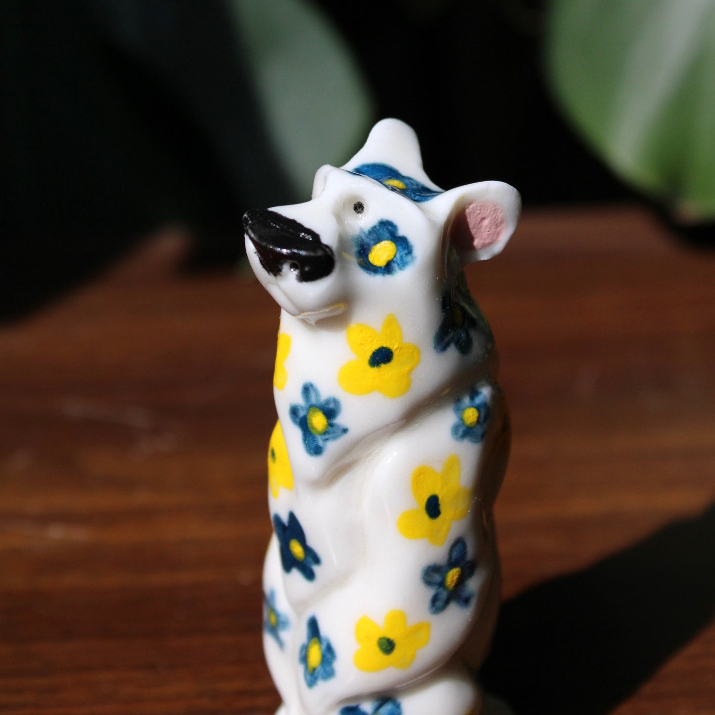 Floral Porcelain Bear (Blue & Yellow)