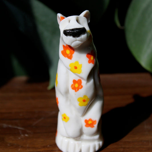 Floral Porcelain Bear (Orange and yellow)