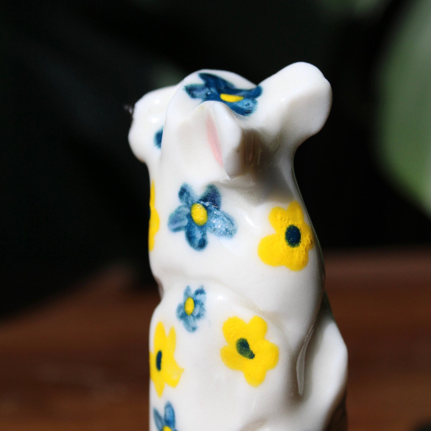 Floral Porcelain Bear (Blue & Yellow)