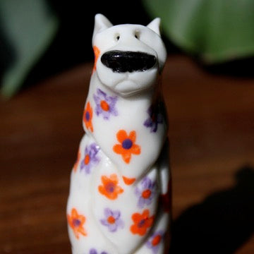 Floral Porcelain Bear (Orange and Purple)