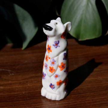 Floral Porcelain Bear (Orange and Purple)