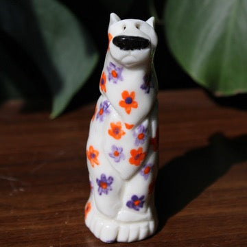 Floral Porcelain Bear (Orange and Purple)